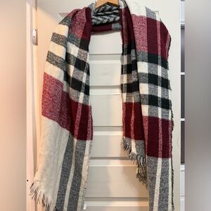 Red and Black Plaid Scarf reversible